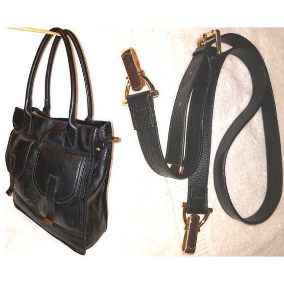 EXTRA-LARGE KRISTEN BELL FOR ERICA ANENBERG BLACK LEATHER CONVERTIBLE MULTI-STRA - Picture 4 of 5